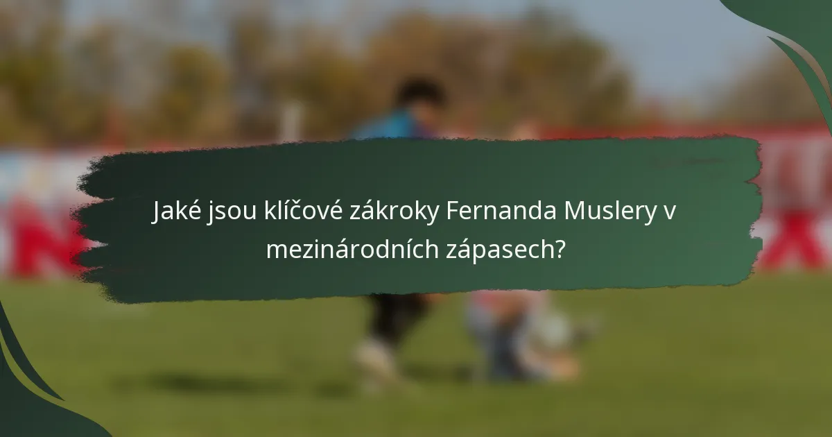 Jaké jsou klíčové zákroky Fernanda Muslery v mezinárodních zápasech?